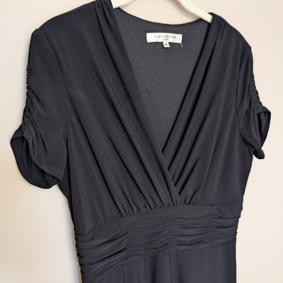 Evan Picone Little Black Dress short sleeve 12 EUC cummerbund waist - Picture 3 of 12